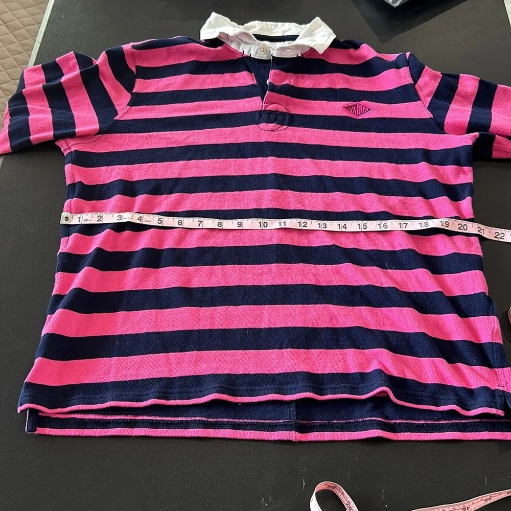 Ovadia & Sons Pink Black Rugby Polo Long Sleeve Shirt. Size M - Picture 11 of 12